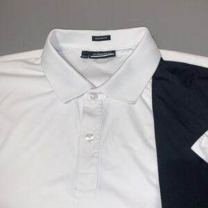 J Lindeberg Golf Shirt Mens Large White Black Golf Polo Performance Bold